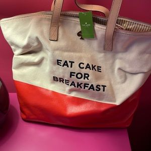 Kate Spade eat cake for breakfast canvas tote new never used